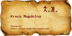 Krecs Magdolna névjegykártya